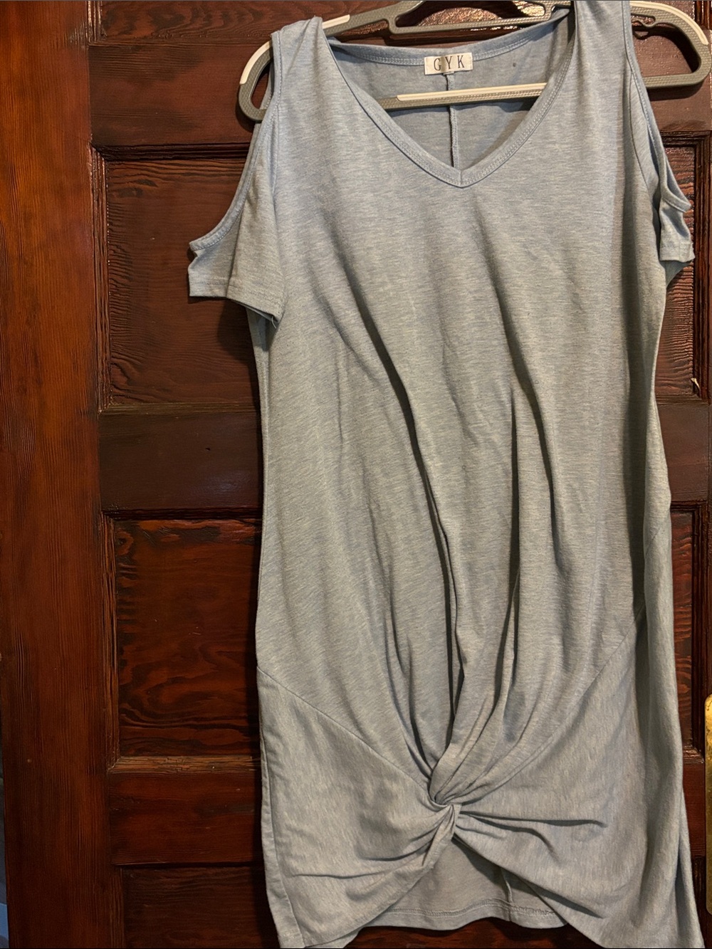 Light Blue Cold-Shoulder Knot-Front Tunic